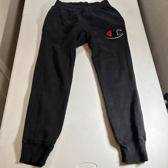 Mens Champion Tech Fleece Black Joggers Sweatpants Medium - Picture 7 of 9
